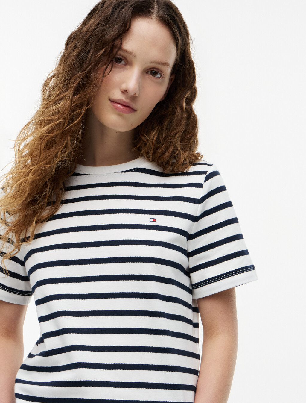Boxy Interlock Knit T-Shirt, Breton Stripe Ecru/Dark Night Navy, hi-res