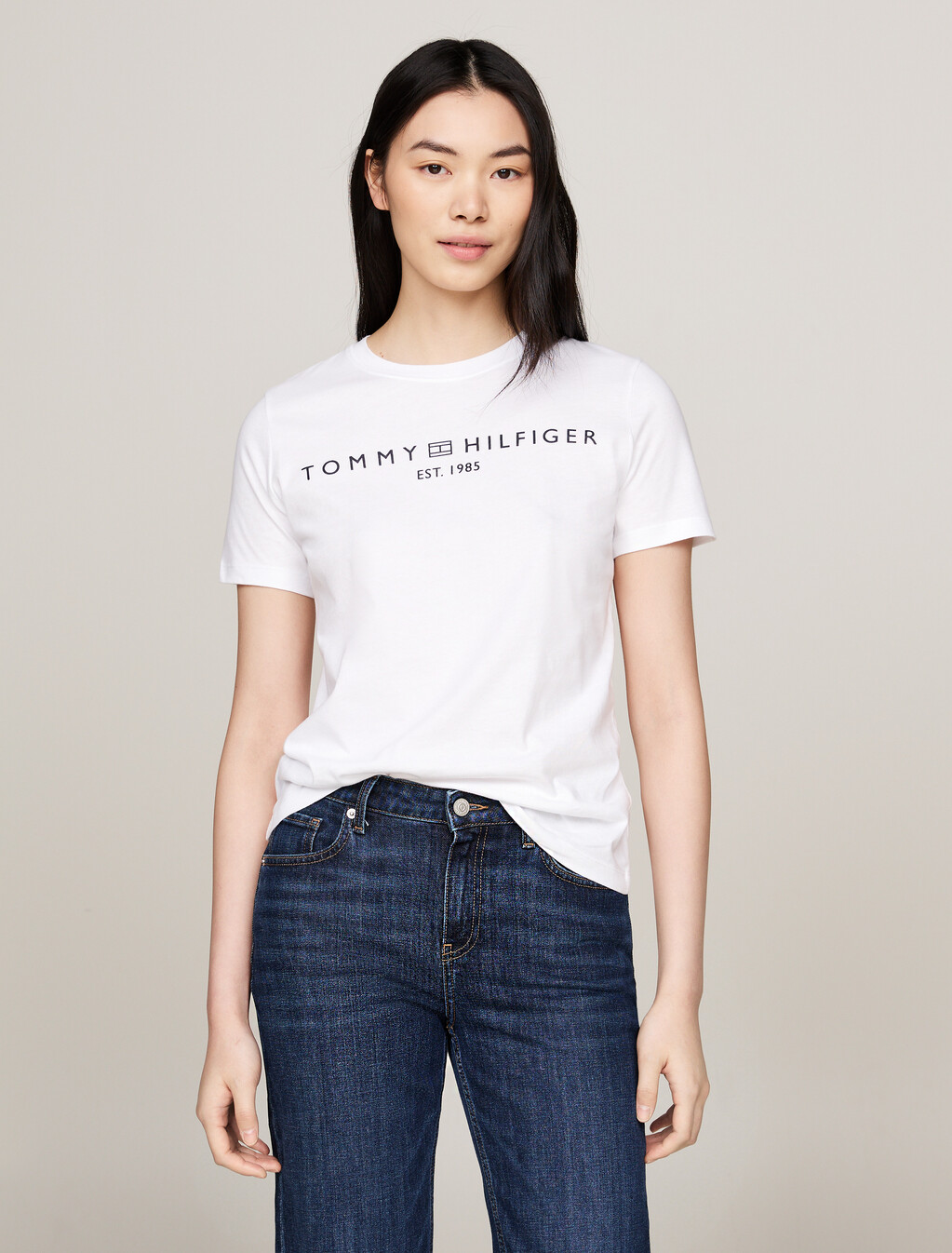 Logo圓領 T 恤, Th Optic White, hi-res