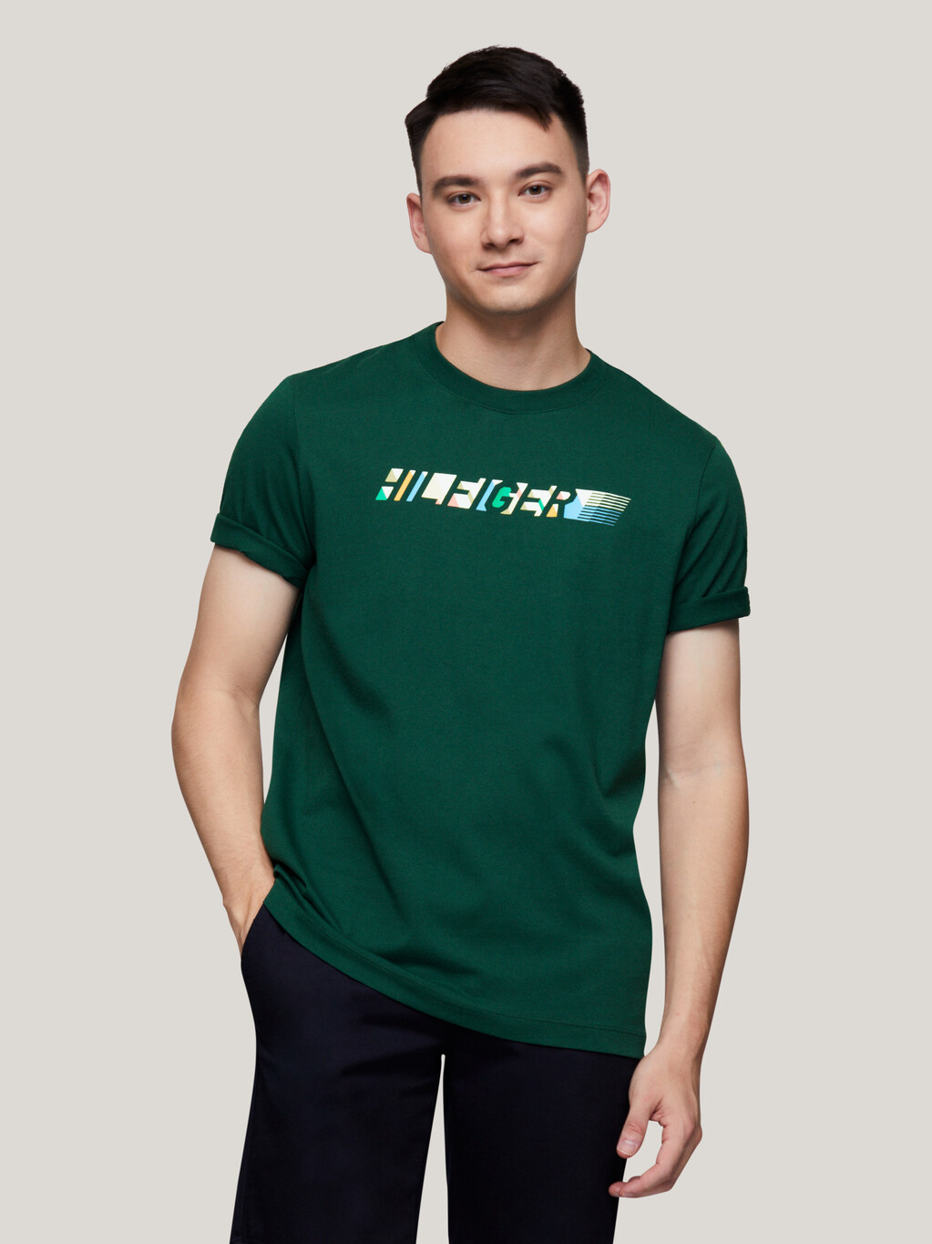 立體感標誌圖案 T 恤, Hunter, hi-res