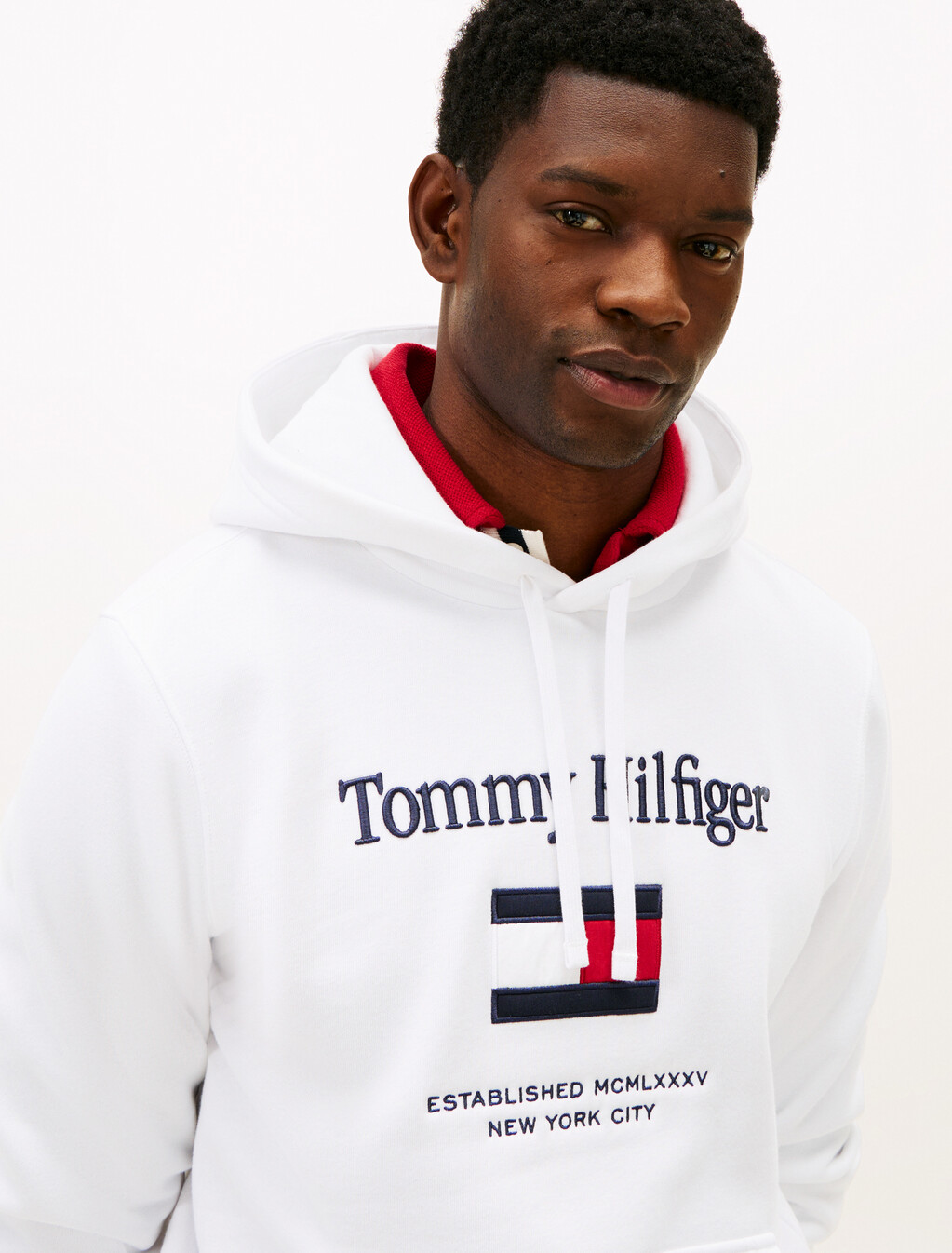 Logo Embroidery Flex Fleece Hoody, White, hi-res