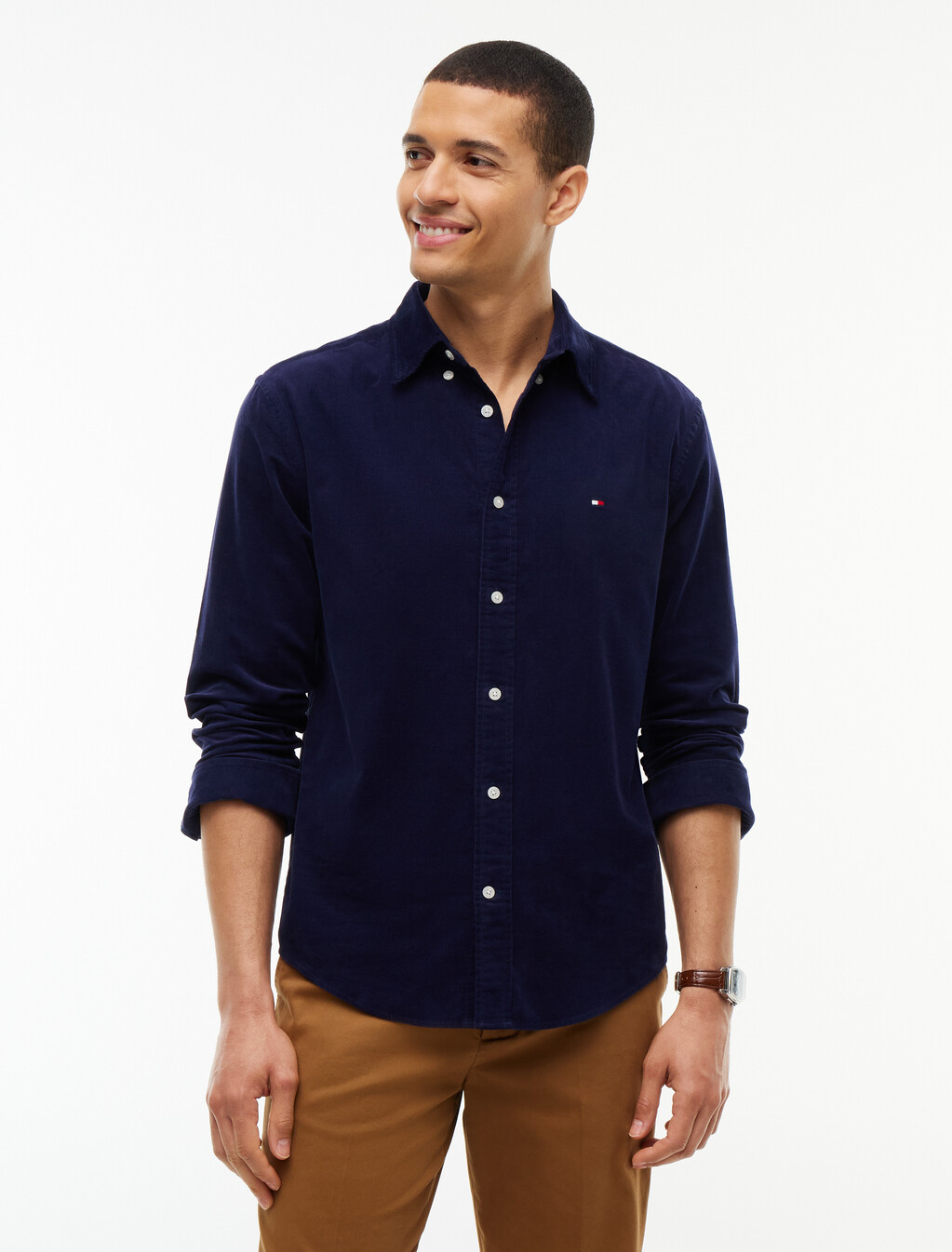 Regular Fit Corduroy Button-Down Shirt, Imperial Navy, hi-res