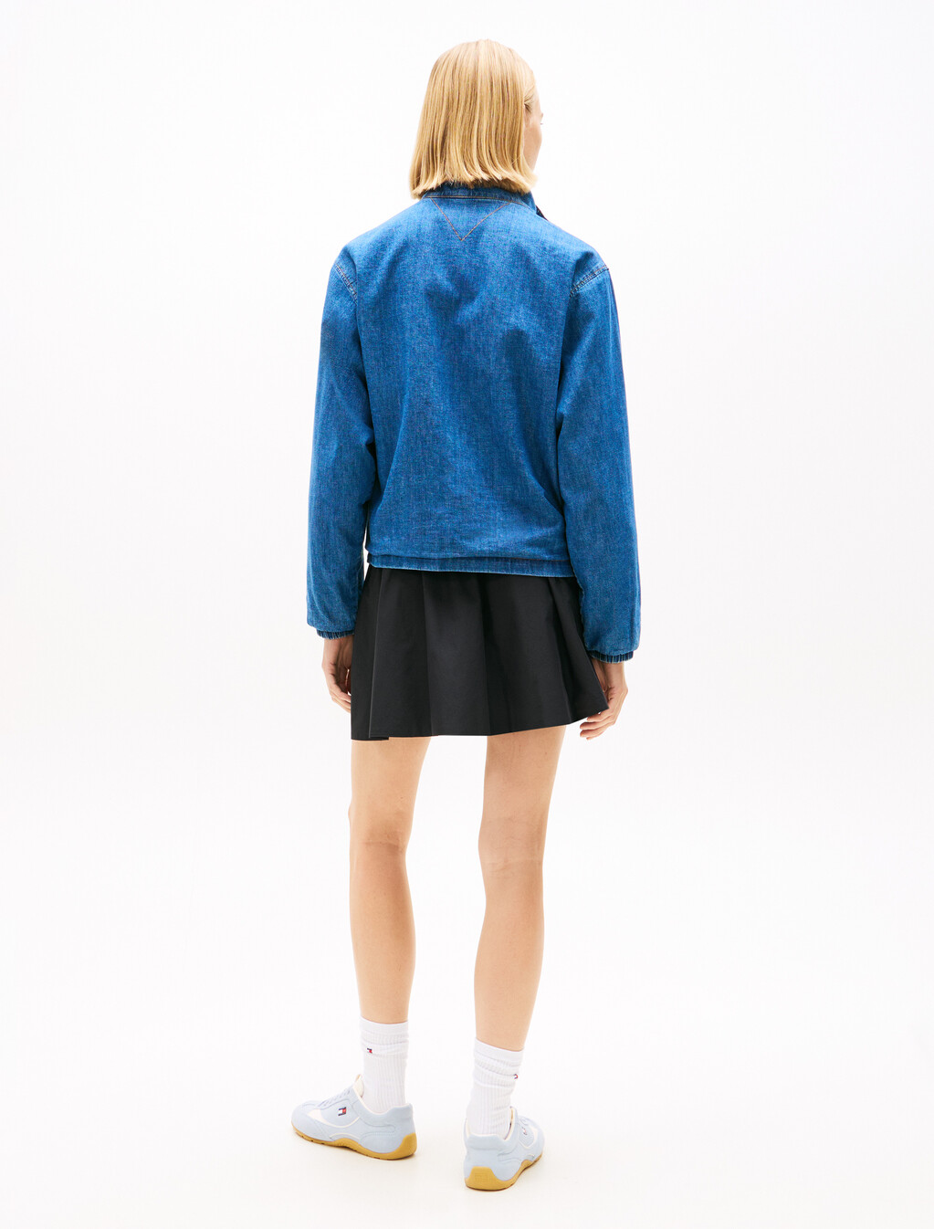 Zip-Thru Chambray Denim Jacket, Denim Medium, hi-res