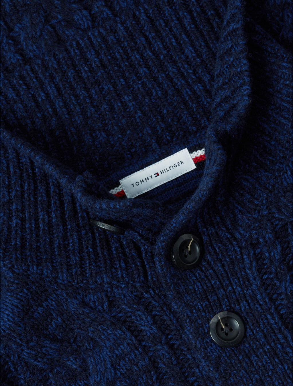 Wool Blend Button Mock Neck Jumper, Navy Blue, hi-res