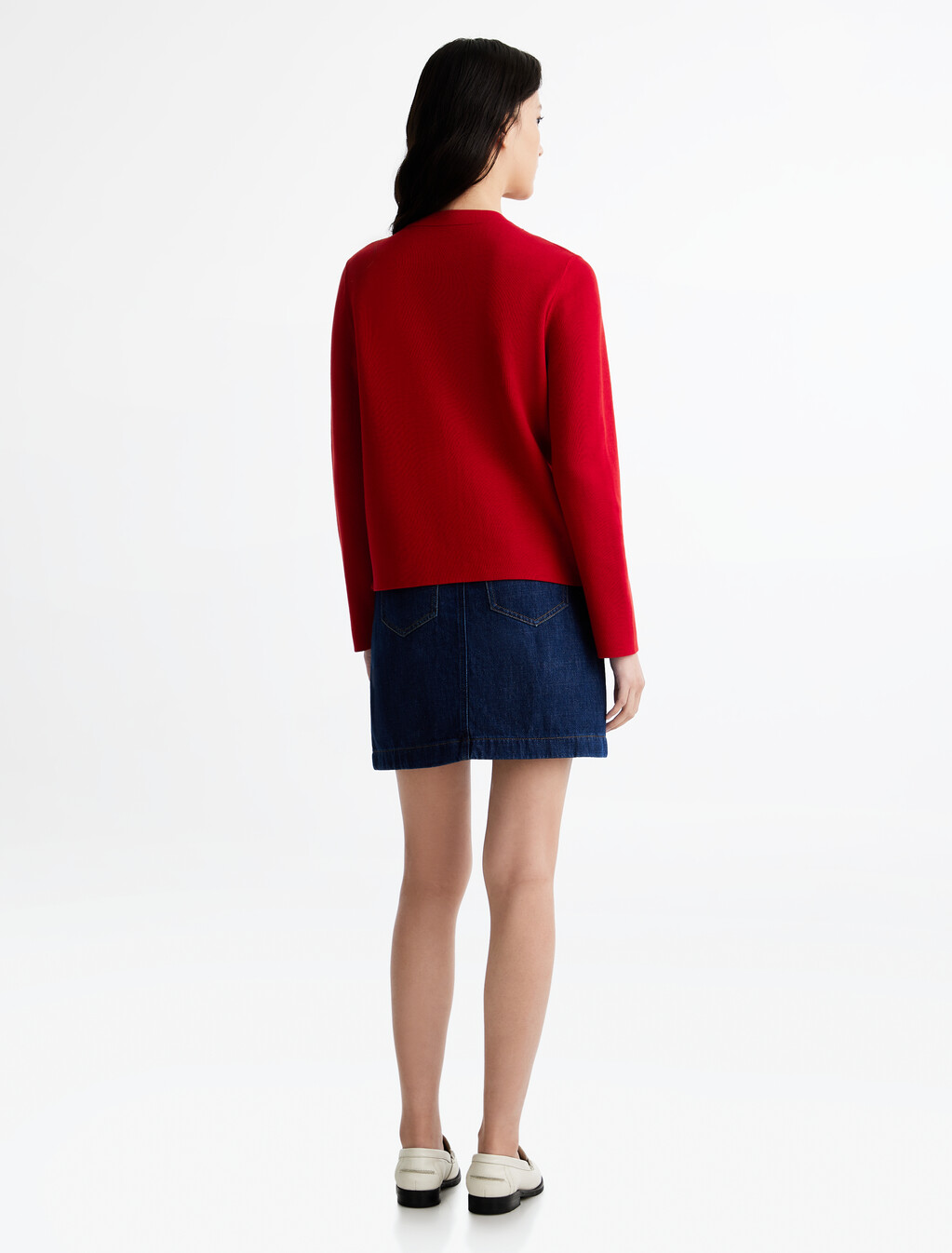 Reversible Crewneck Cardigan, Arizona Red, hi-res