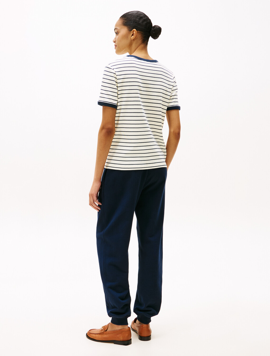 Logo Contrast Trim T-Shirt, Calico/Dark Night Navy Stp, hi-res