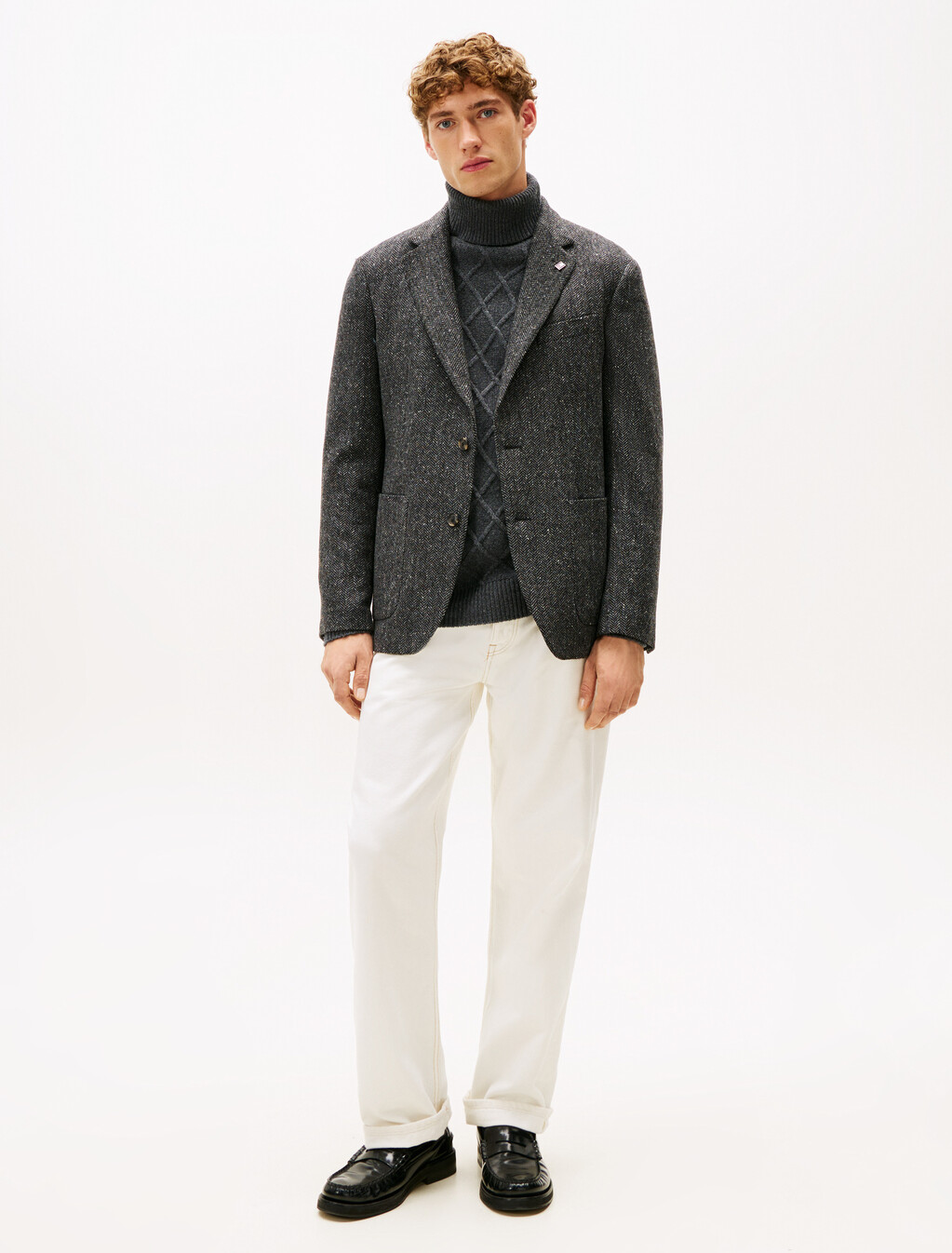 Tweed Herringbone Blazer, Dark Grey Heather, hi-res