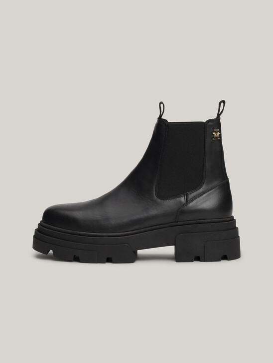 Leather Contrast Chunky Sole Chelsea Boots