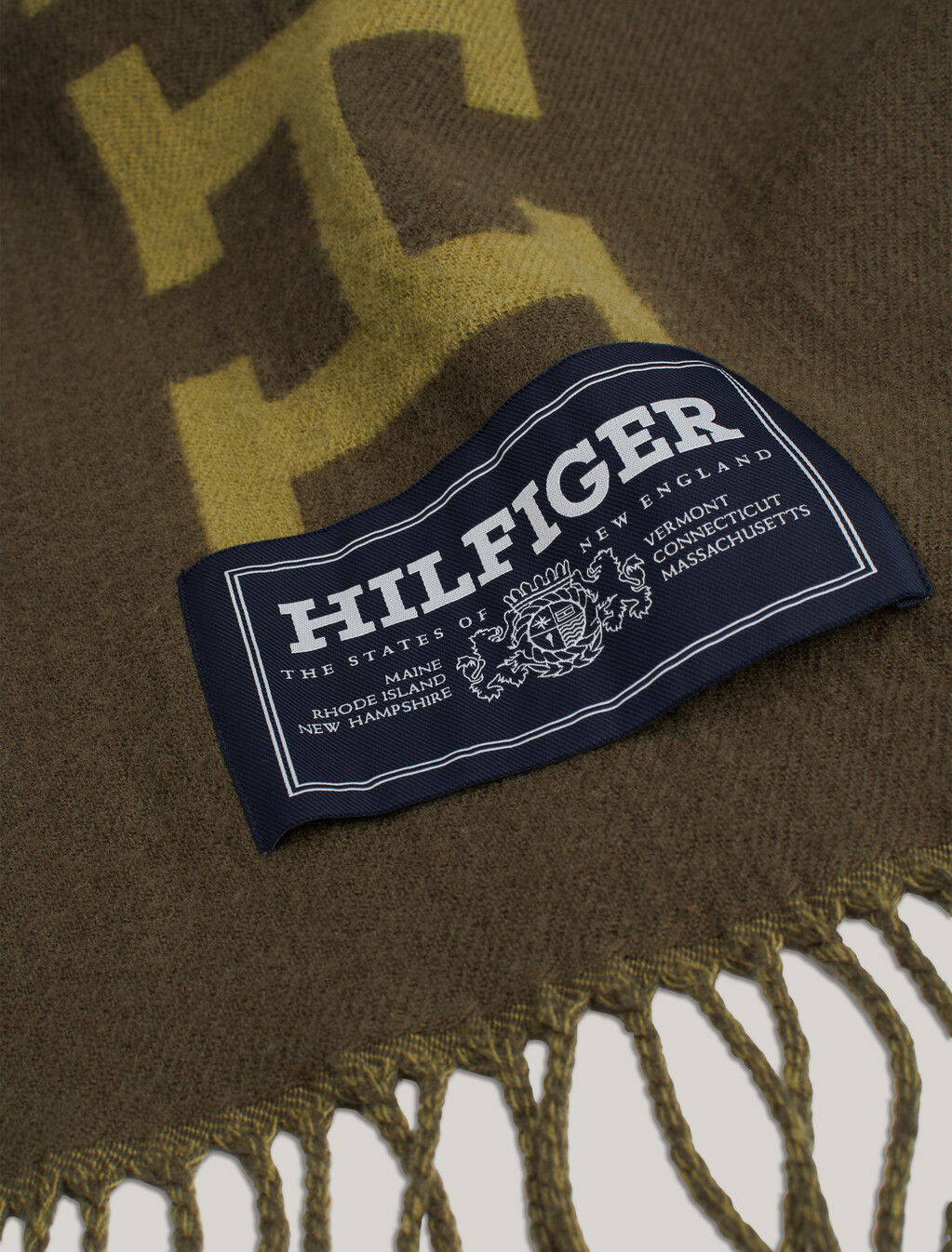 Hilfiger Monotype Wool Scarf, Army Green, hi-res