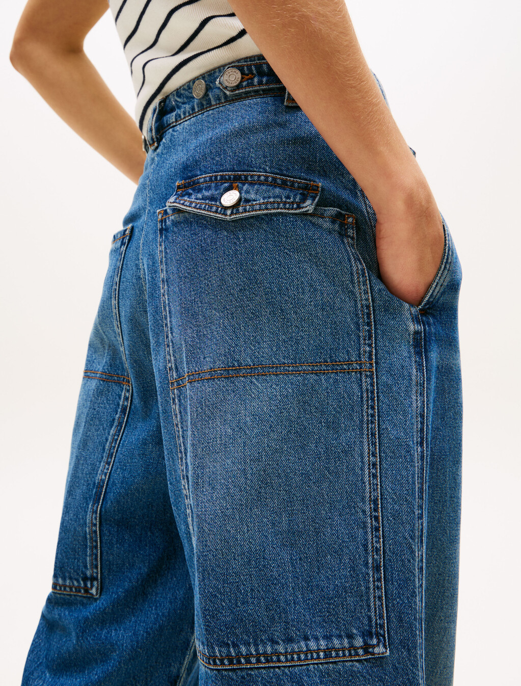 The Runway 系列超寬鬆工裝風牛仔褲, Dark Blue Denim, hi-res