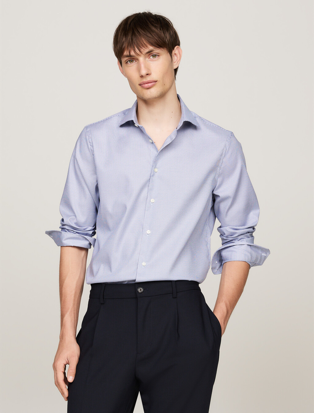 Smart Casual Check Slim Fit Shirt, Turbine Grey Check, hi-res