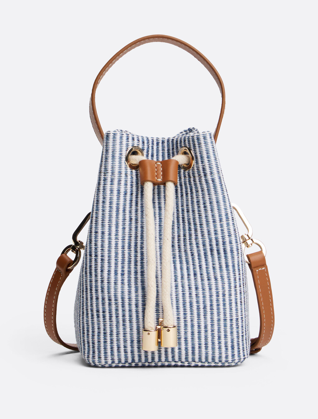 Crossbody Bucket Bag, Blue Stripe, hi-res