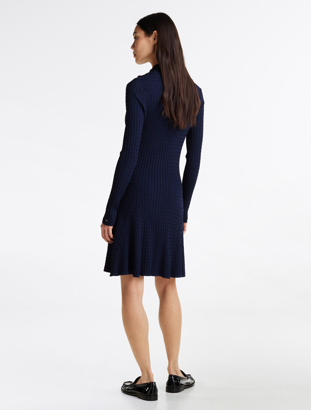 Cable Knit Mini Jumper Dress, Dark Night Navy, hi-res