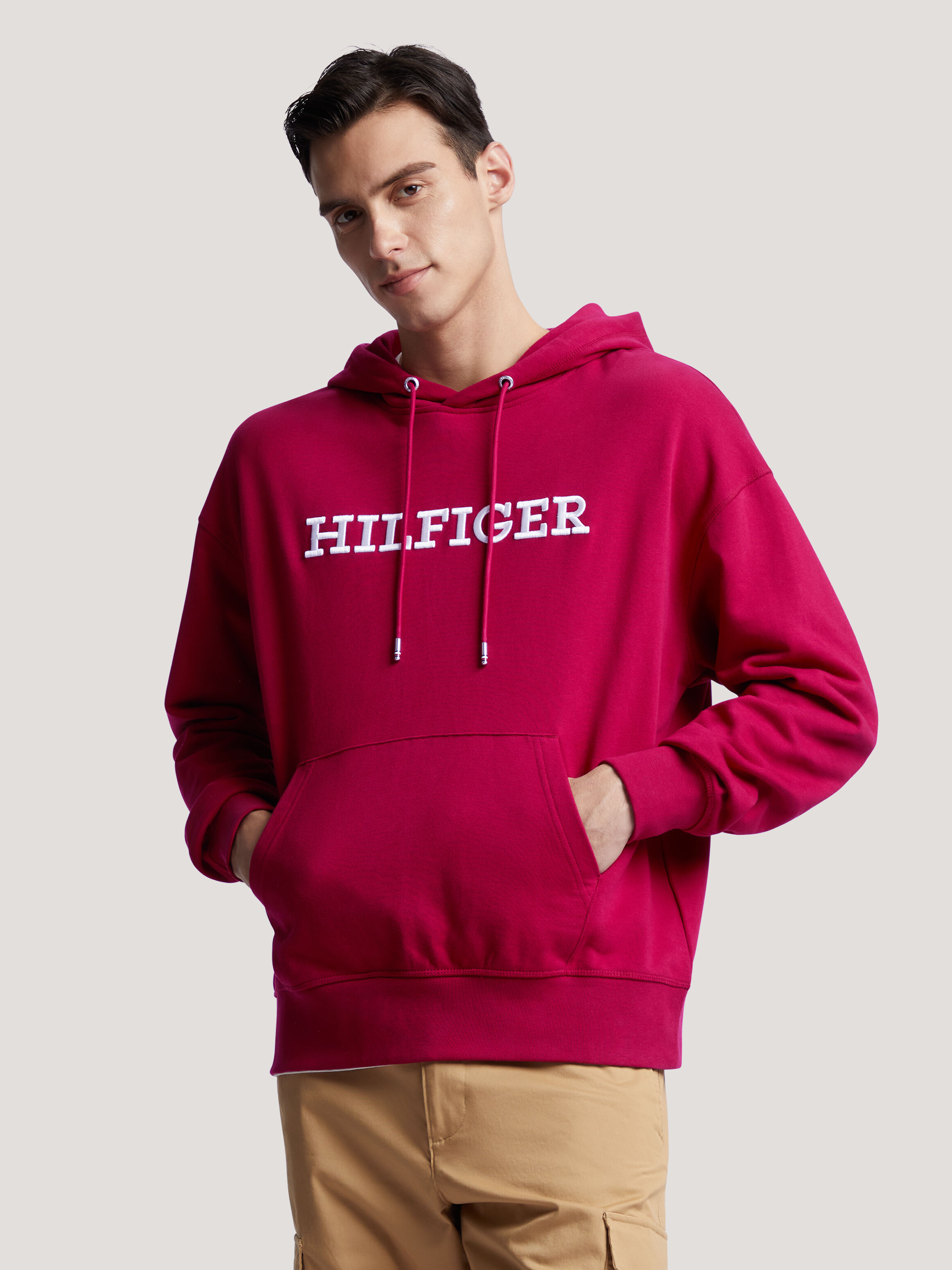 Pink tommy sale hilfiger hoodie mens