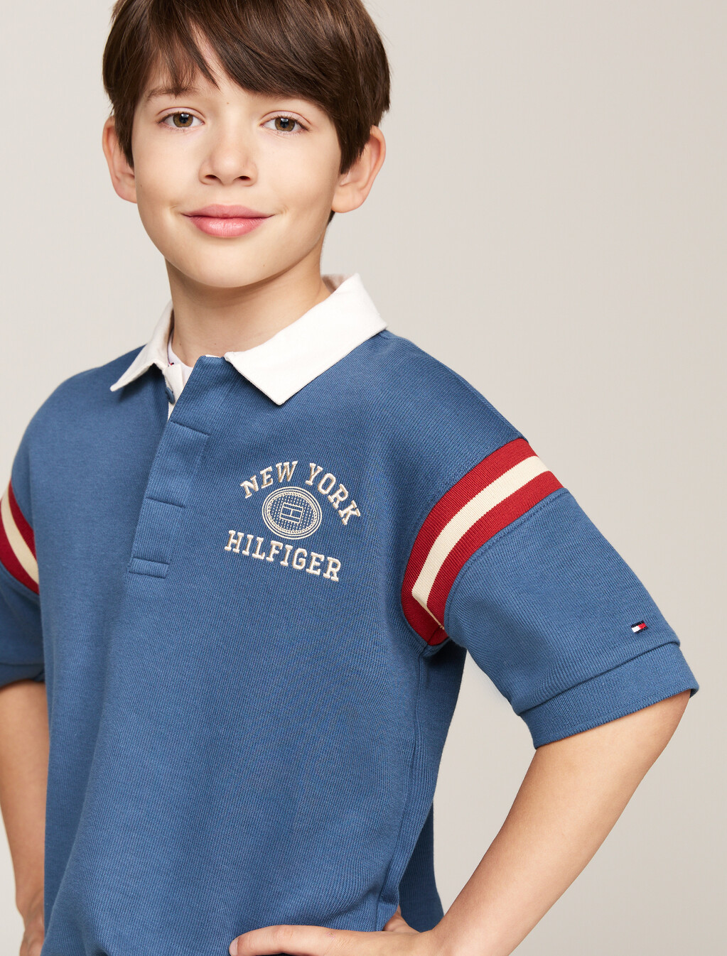 Hilfiger Monotype Contrast Stripe Regular Polo, Aegean Sea, hi-res