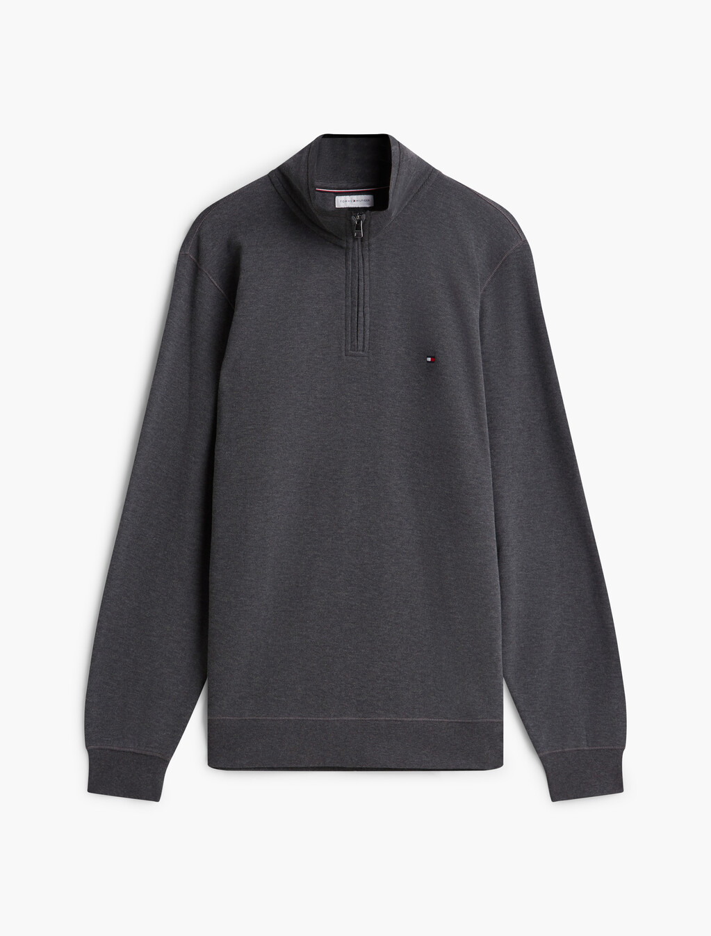 French Rib Knit 1/4 Zip Sweater, Charcoal Heather, hi-res