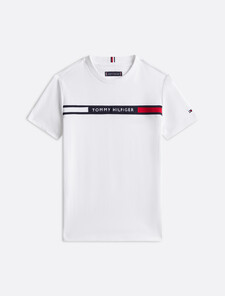 Logo Rib-Knit Insert T-Shirt, White, hi-res
