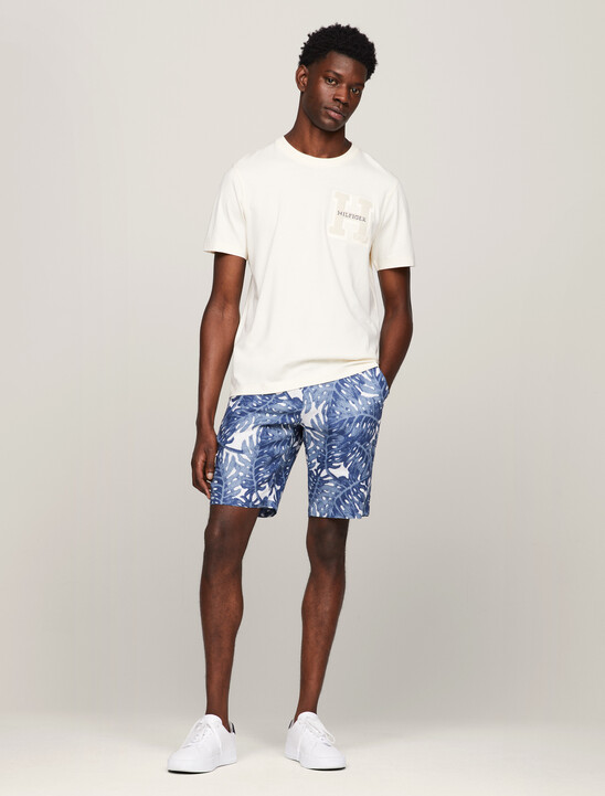 Harlem Tropical Print Skinny Linen Shorts