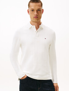 Herringbone Jacquard Long Sleeve Polo Shirt, Ecru, hi-res
