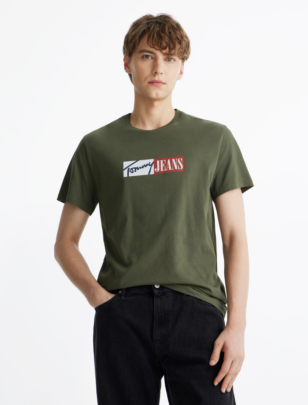 Signature Logo Slim T-Shirt, Fatigue Green, hi-res