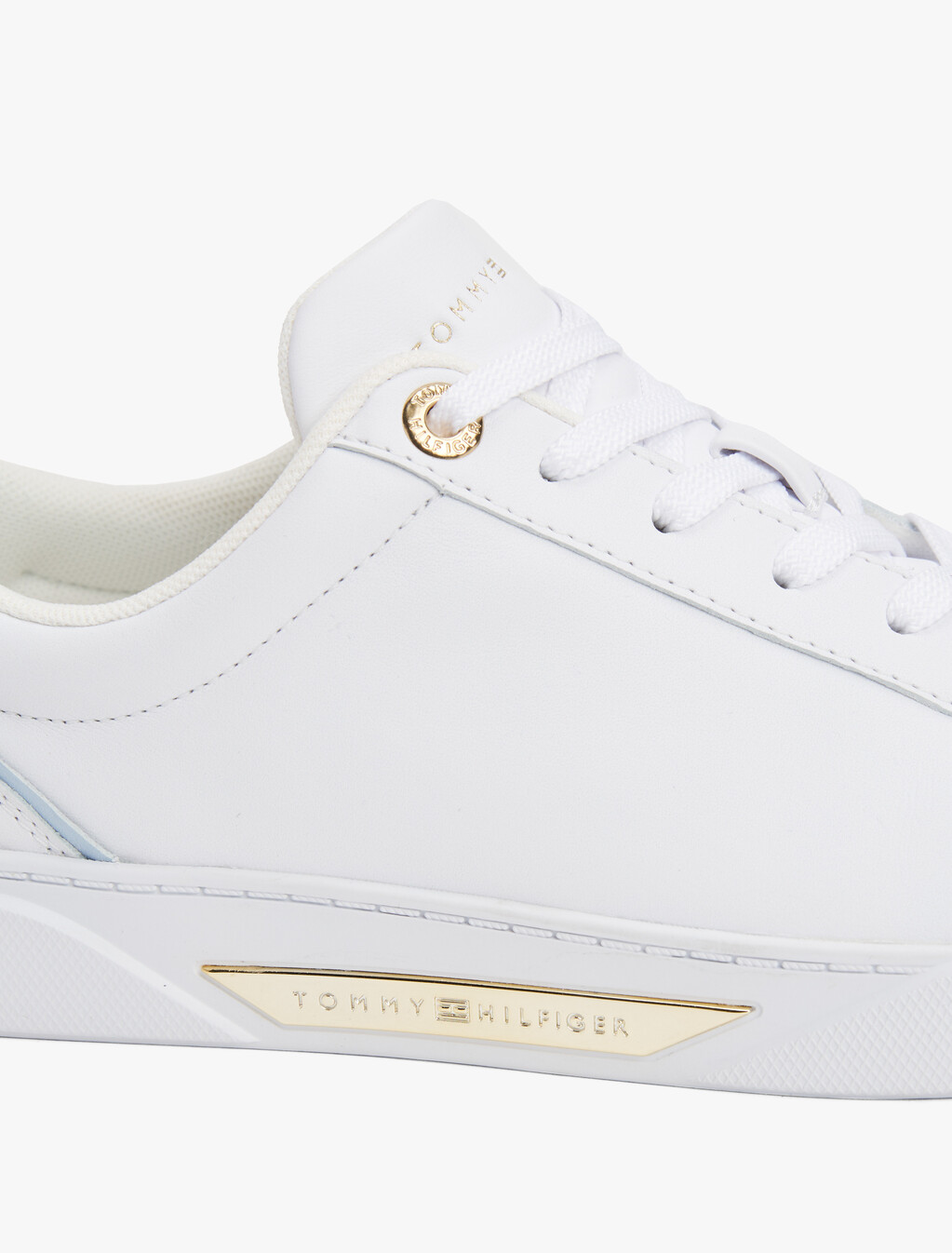 Leather Court Trainers, White, hi-res
