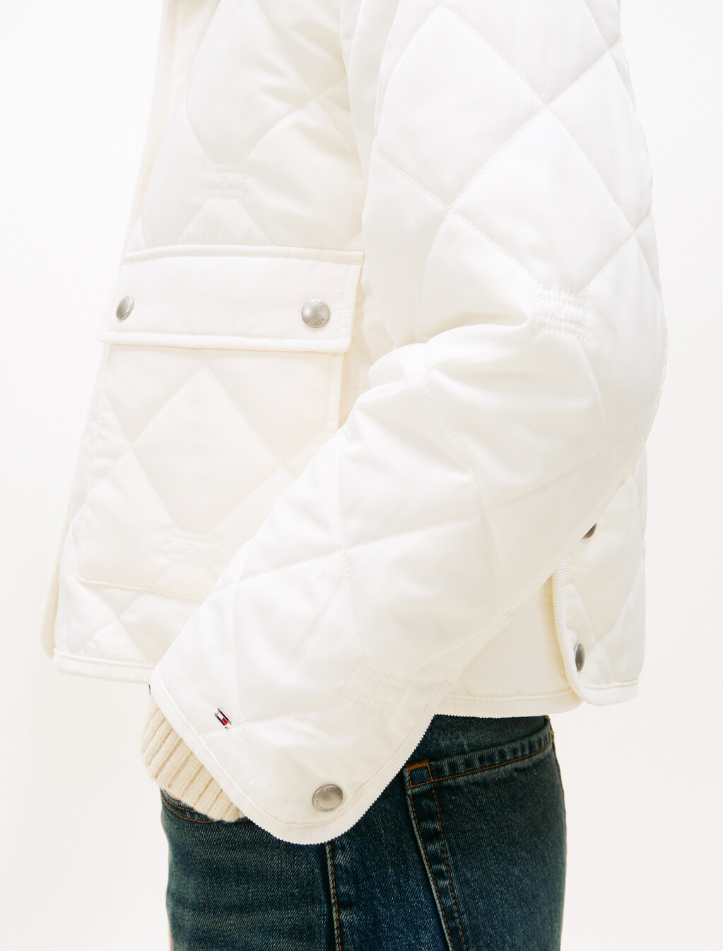 Padded Flag Quilted Water Repellent Jacket, Ivory Silk, hi-res