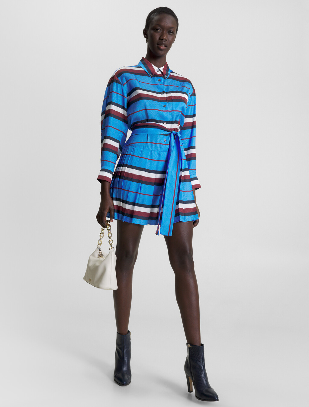 Crest Stripe Relaxed Fit Shirt Dress, Iconic Blue, hi-res