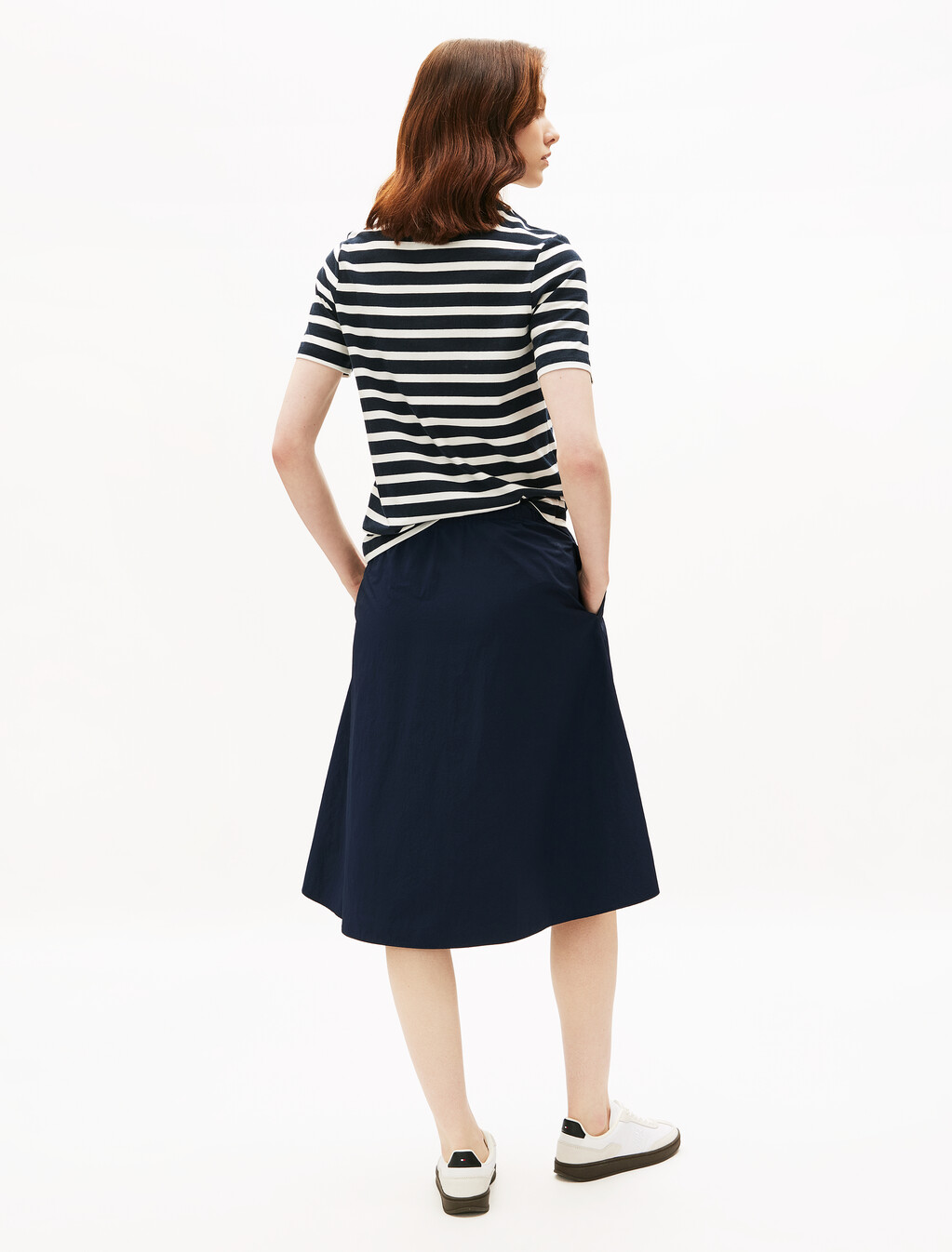Asia Fit Nylon Midi Skirt, Dark Night Navy, hi-res