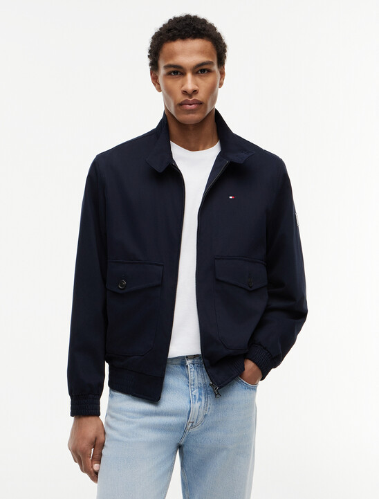 Logo Patch Zip-Thru Harrington Jacket