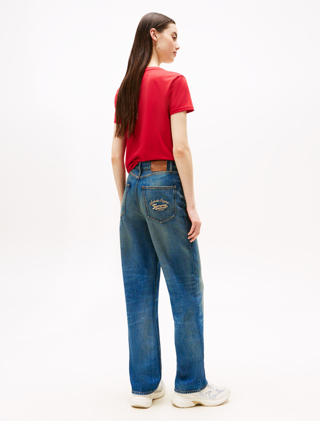 高腰直筒牛仔褲, Denim Medium, hi-res