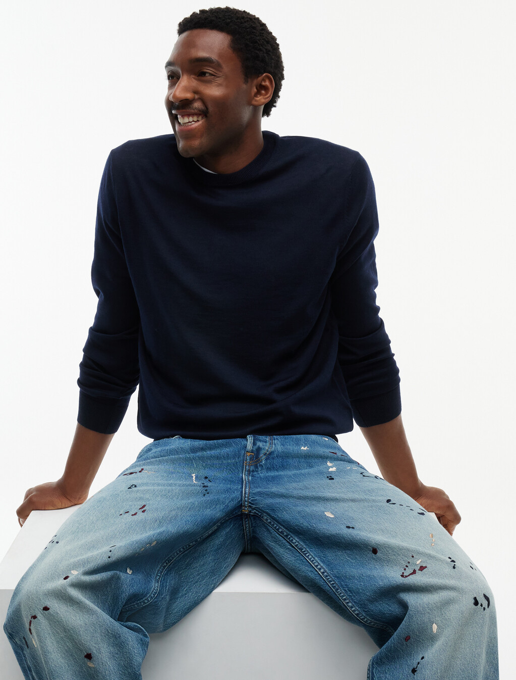 Grand Embroidery Loose Jeans, Keith Indigo, hi-res