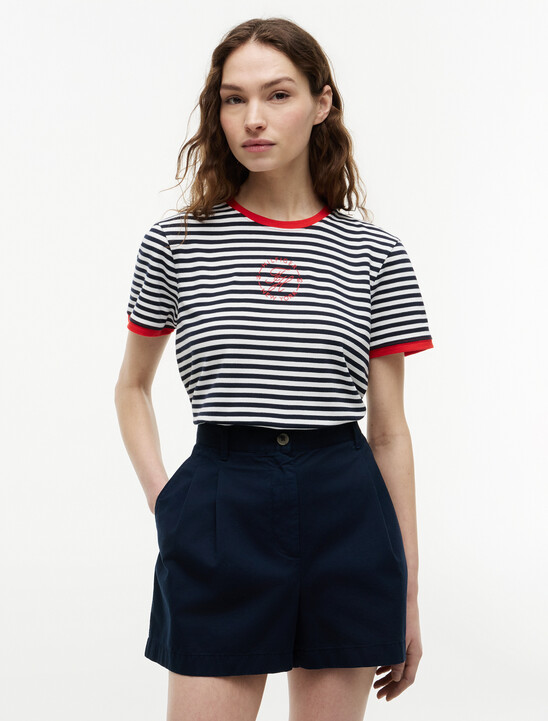 Logo Embroidery Ringer T-Shirt