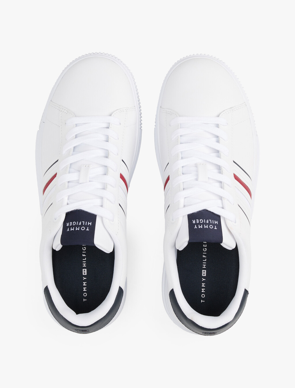 Leather Debossed Logo Trainers, White, hi-res
