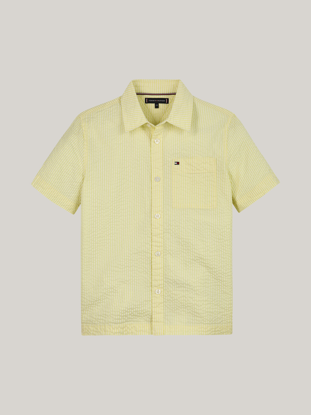 Seersucker Stripe Short Sleeve Shirt, Yellow Stripe, hi-res