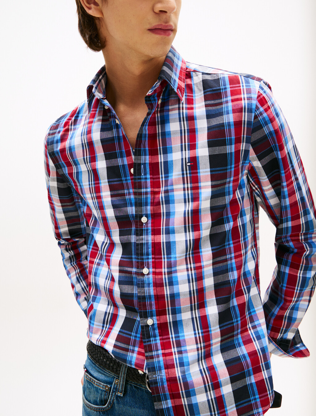 Flex Poplin Heritage Check Shirt, Medium Red / Check, hi-res