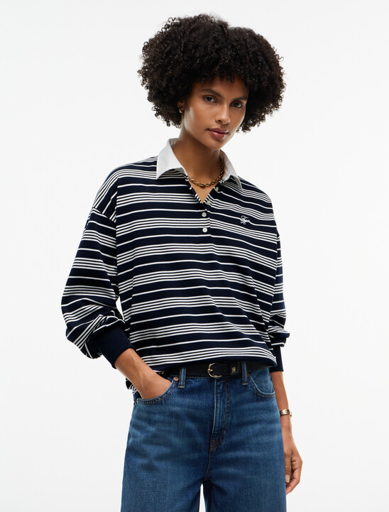Rugby Stripe Relaxed Polo Sweatshirt