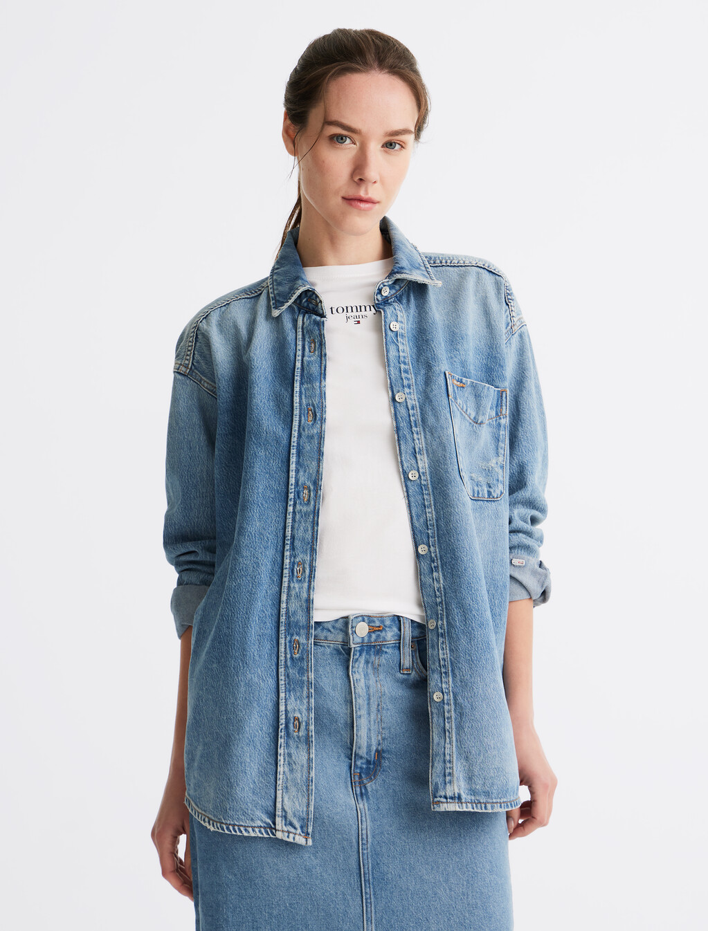 Relaxed Denim Overshirt, Denim Medium, hi-res
