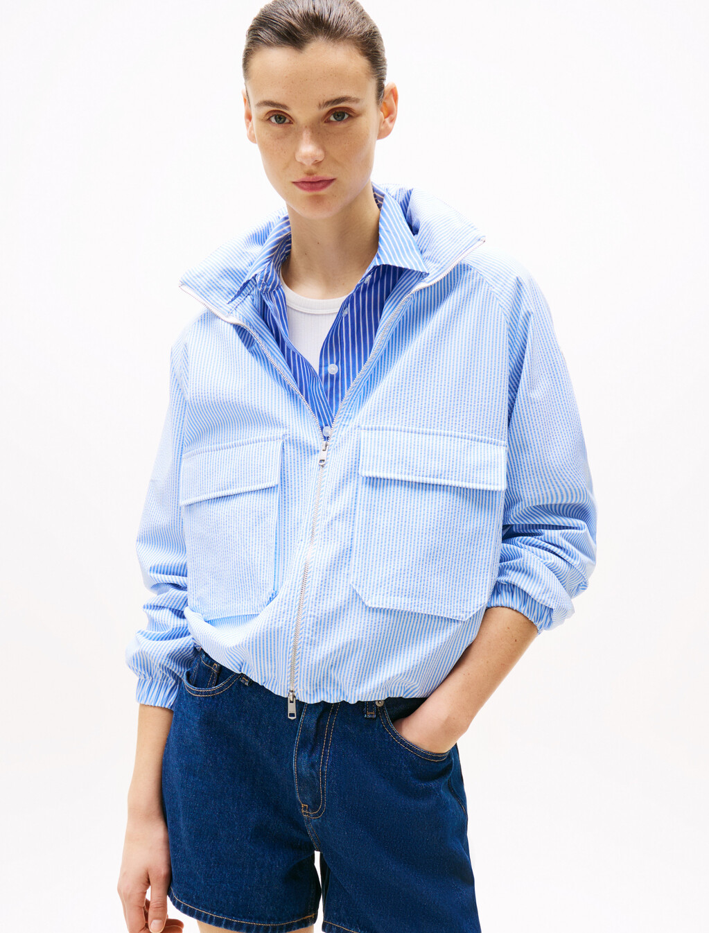 Seersucker Windbreaker, Classic Ithaca/ Breezy Blue, hi-res