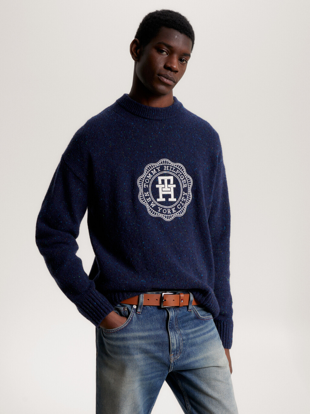 TH Monogram Stamp Oversized Donegal Jumper, Desert Sky Multi, hi-res