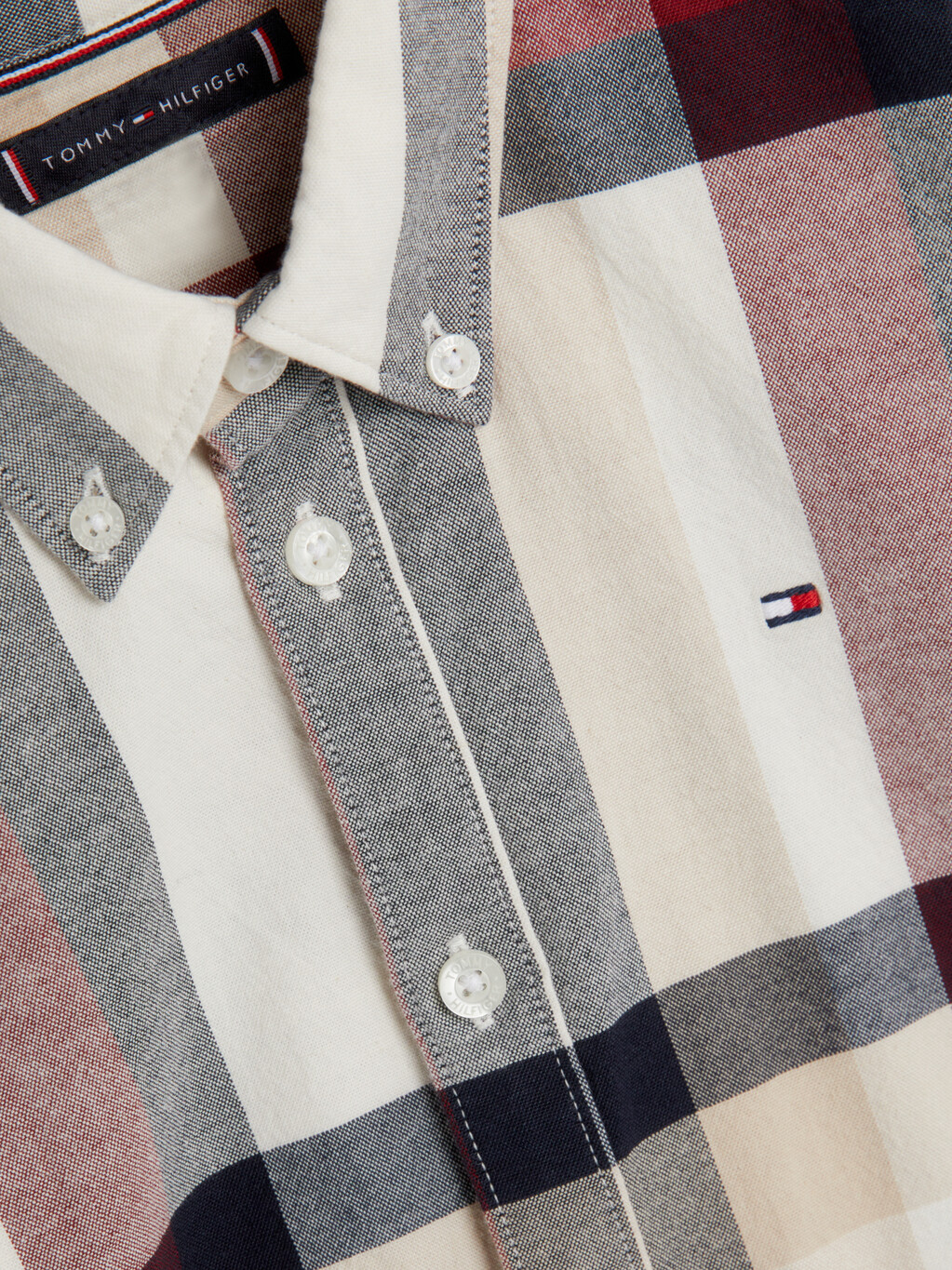 Global Stripe Check Shirt, Red / White Base / Navy Check, hi-res