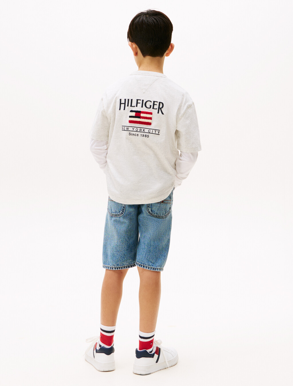 Hilfiger Flag Back Logo Terry T-Shirt, Snow White Heather, hi-res