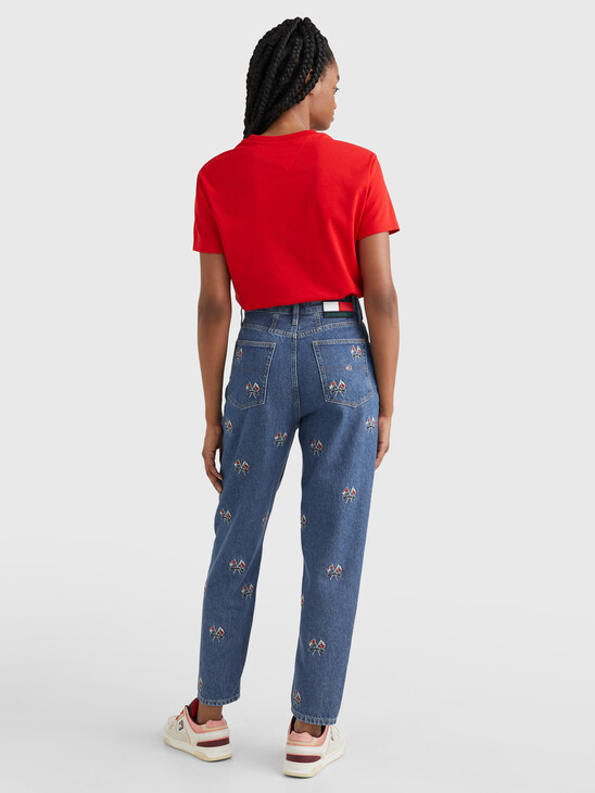 MOM ULTRA HIGH RISE TAPERED EMBROIDERED JEANS