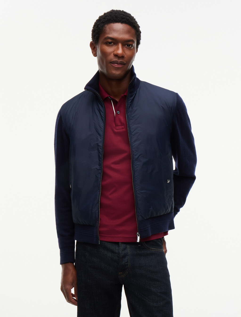 New York Label Wool Blend Jacket, Navy Blue, hi-res