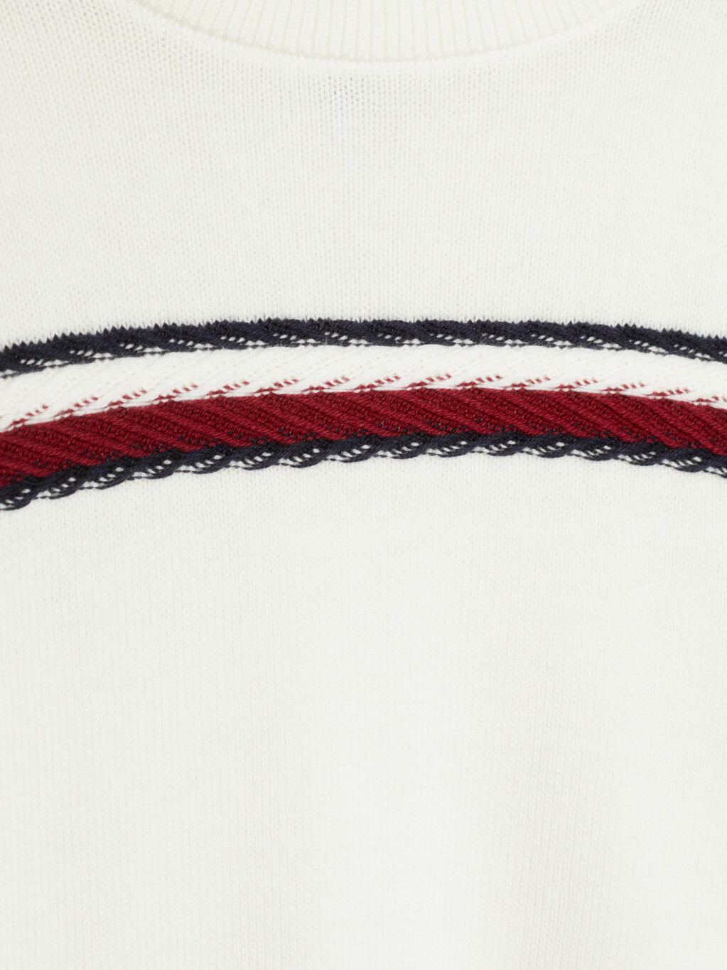 Intarsia Global Stripe Crew Neck Jumper, Ancient White, hi-res