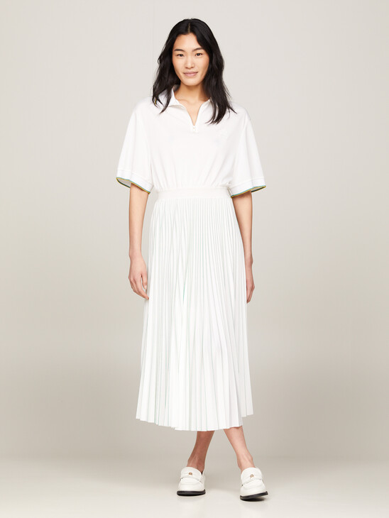 Crest Pleated Relaxed Polo Dress