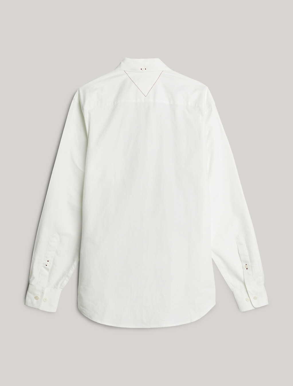 Crest Embroidery Colour-Blocked Regular Oxford Shirt, Ecru, hi-res