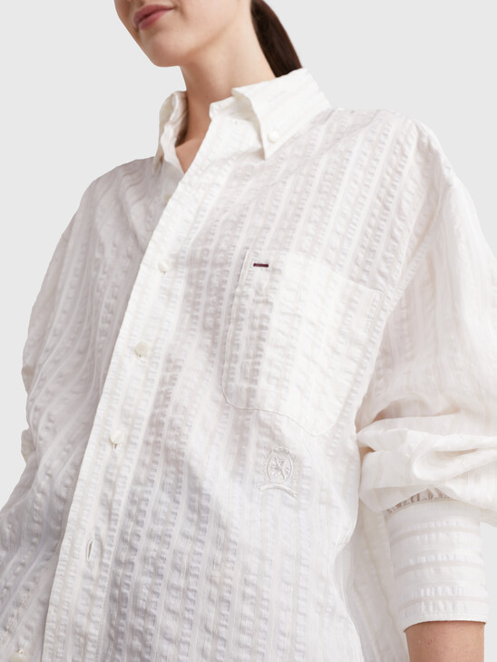CREST NAVAL STRIPE BOYFRIEND SHIRT