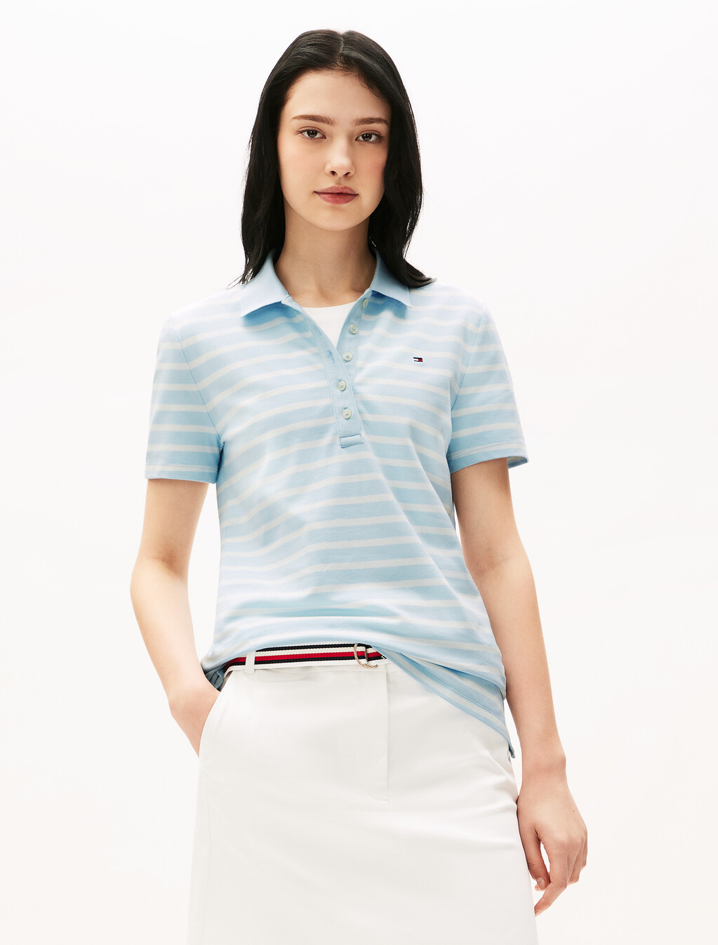 Stripe Short Sleeve Slim Polo, Keepsake Blue Multi, hi-res