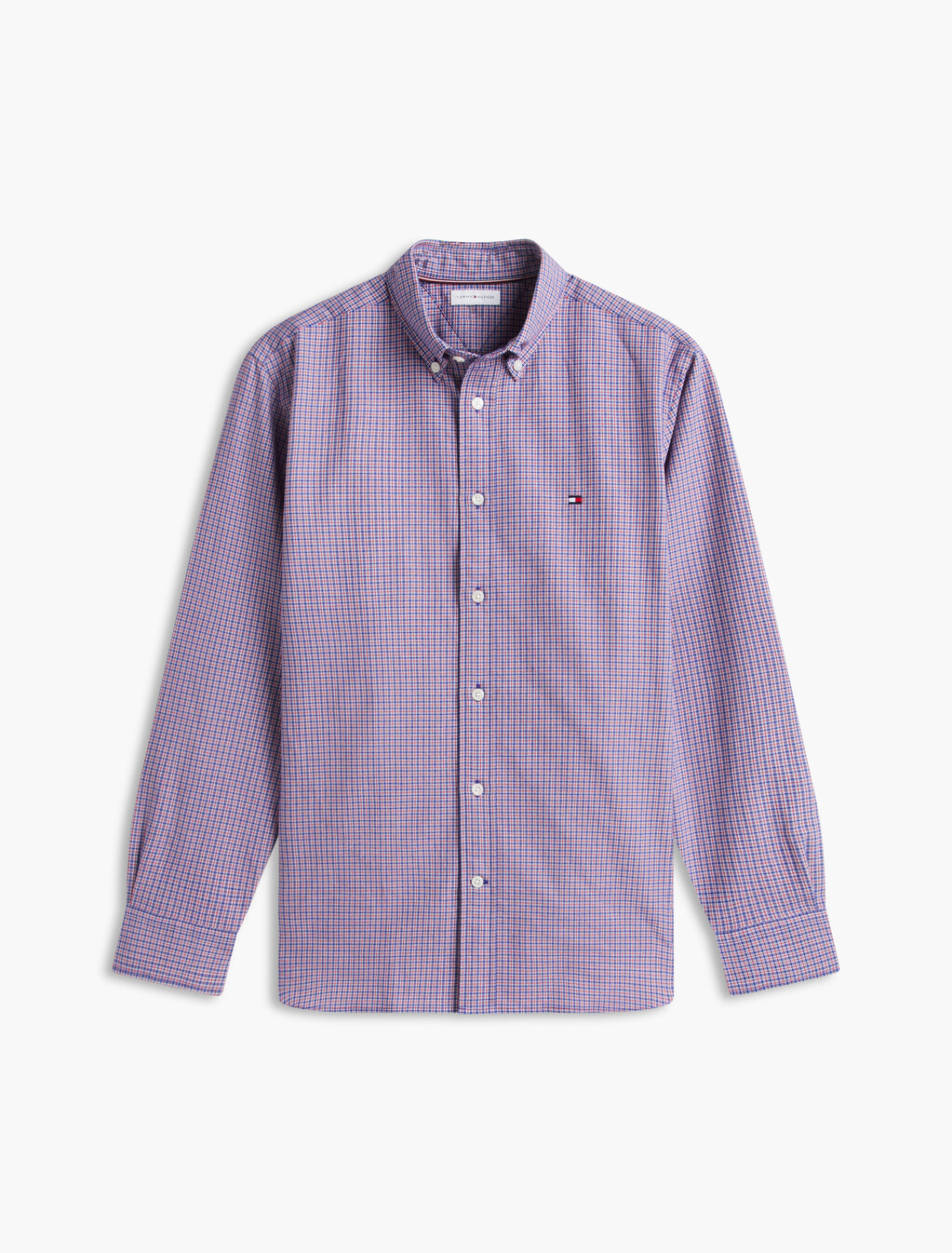 Regular Fit Micro Tartan Oxford Shirt, Medium Red / Check, hi-res