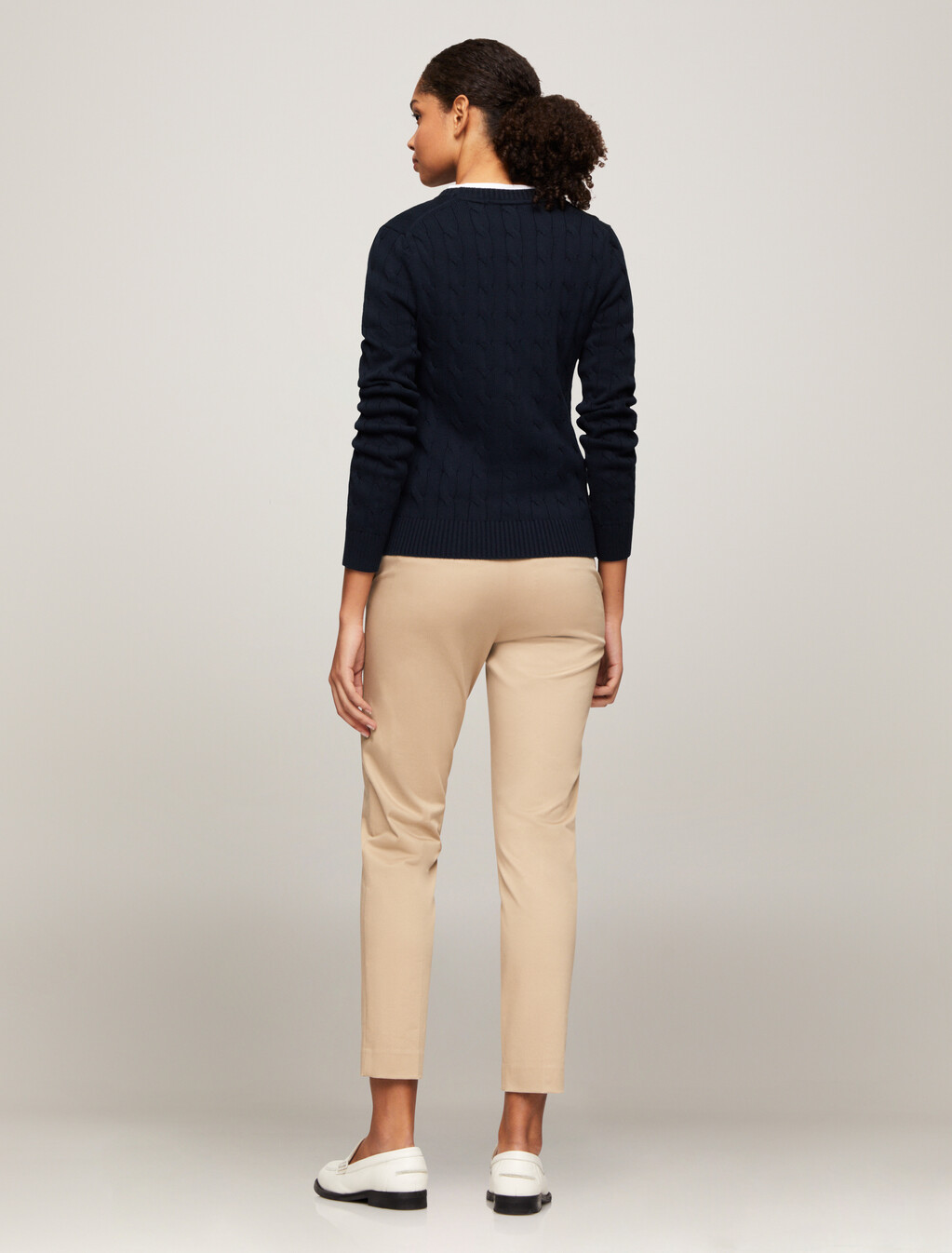 Cable Knit Pullover Sweater, Dark Night Navy, hi-res