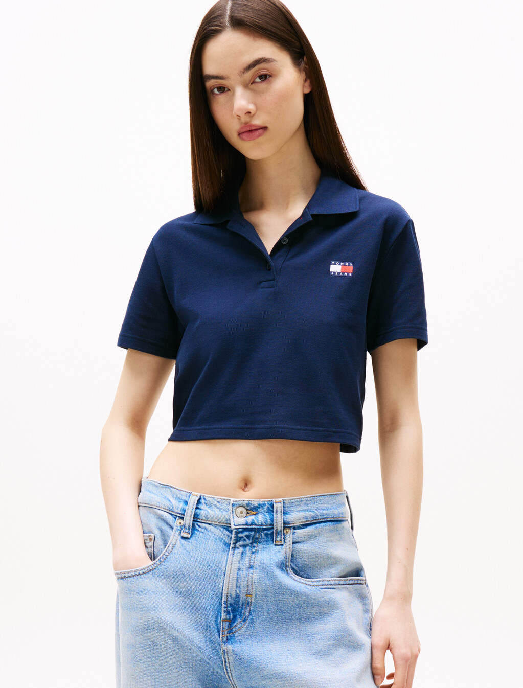 短版貼章 Polo 衫, Dark Night Navy, hi-res